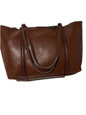 ZARA Brown Tote Shoulder Bag Gold Hardware Matte Finish - READ 