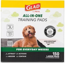 Glad for Pets Black Charcoal Puppy Pads-Super Absorbent Disposable 23x23, 150ct
