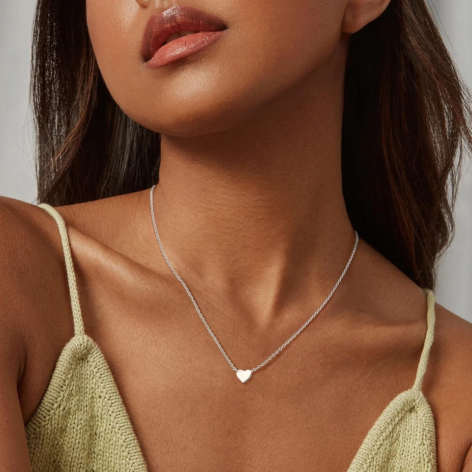 Collana Donna Argento 925 Con Cuore Aperto Pendente - Girocollo CZ Regolabile 17 - Immagine 3 di 4