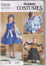 9836 SIMPLICITY - COSTUME: DRESS w CAPES - Girls Sz: 3/4/5/6