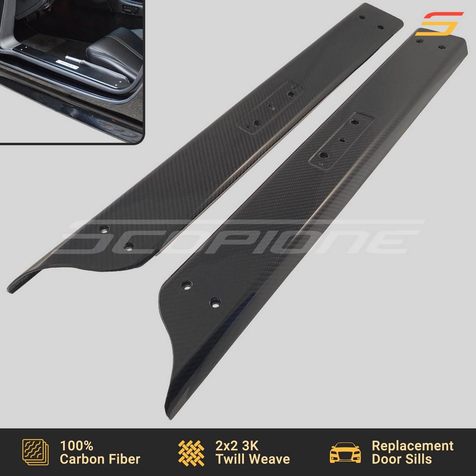 Scopione Carbon Fiber Door Sills Plates for Aston Martin 05-17 Vantage DB9 DBS