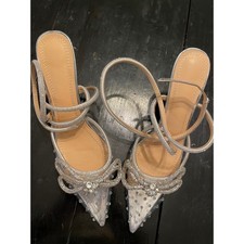 Sparkling Rhinestone Clear Heels Women's Crystal Bow Stiletto Pumps Party Shoes