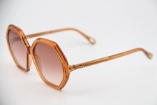 NEW CHLOE CH0008S 001 CLEAR BURNT SIENNA GRADIENT AUTHENTIC SUNGLASSES 58-17