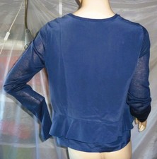 SCHUMACHER BLAUE BLUSE GR S FEINES SEIDEN MATERIAL HINTEN VORN STRICK