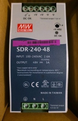 48V DC Output Industrial DIN Rail Power Supply 5 Amp NDR-240-48 Input Voltage...