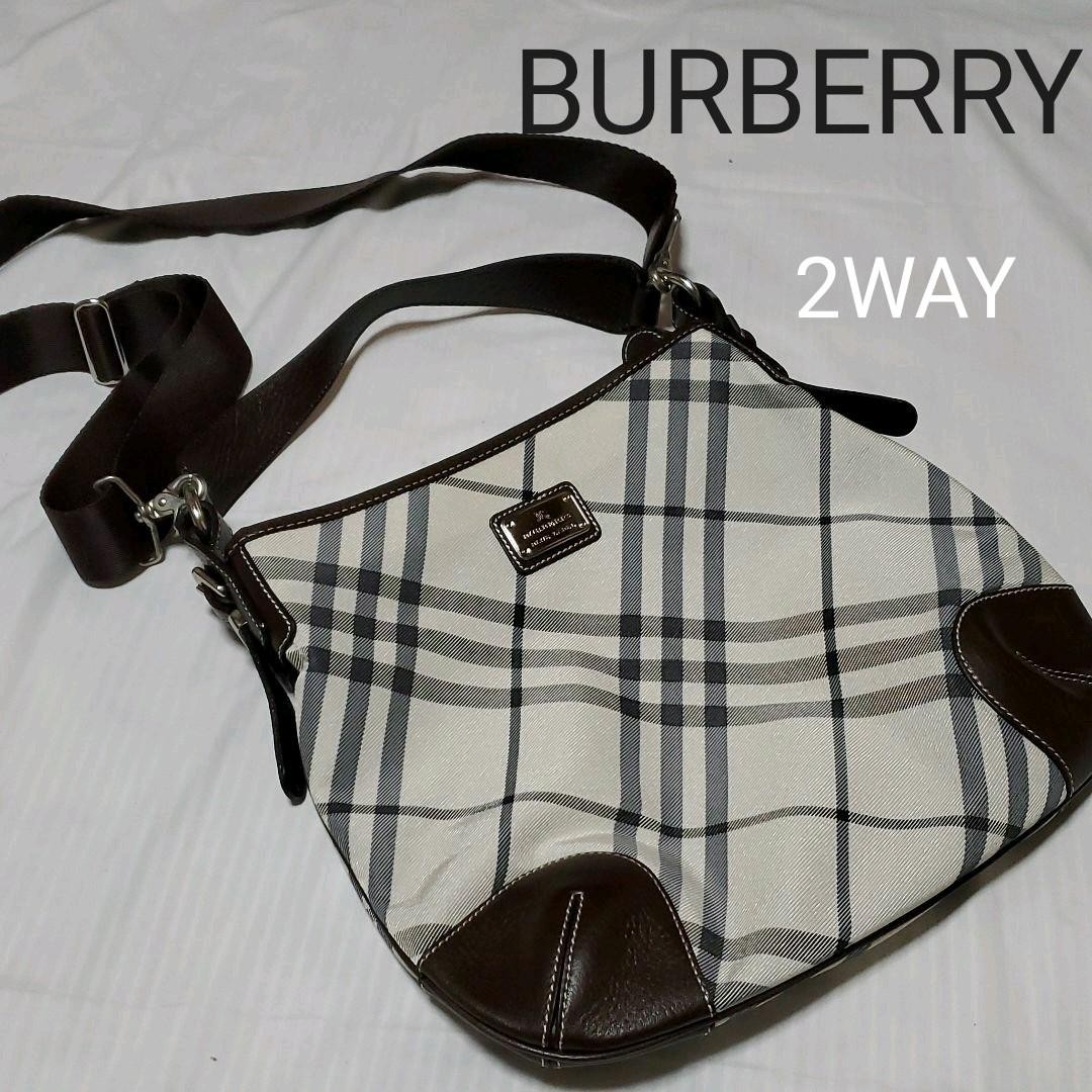 Burberry Blue Label 2way Shoulder Bag Handbag Navy Canvas Leather Logo Bag New thumbnail 19