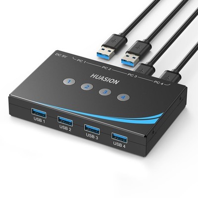 USB 3.0 Switch 4 Computers Sharing 4 USB Peripheral Devices Switcher for PC L...