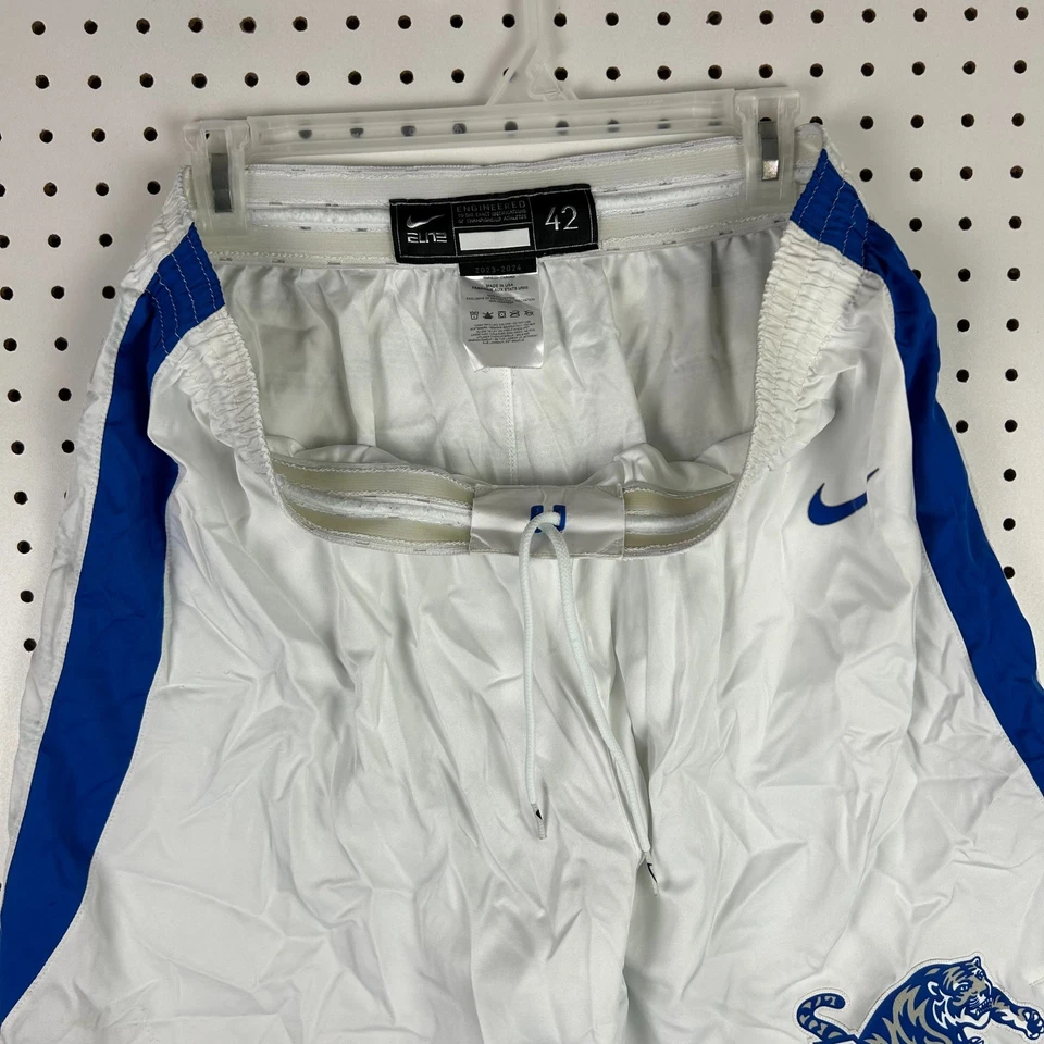 Pantalones Cortos Memphis Tigers Nike Juegos de Baloncesto Usados Talla 42 Blanco Azul Rayas PE  Foto 3 de 4