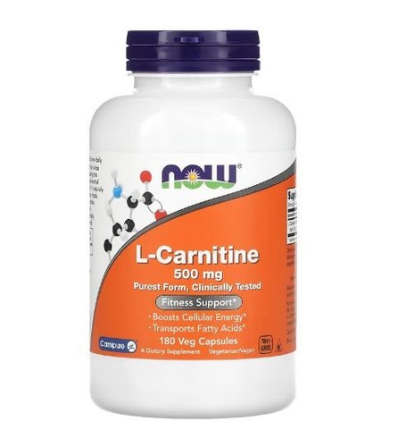 Now Foods L-Carnitine L-Carnitin, 500 mg, 180 pflanzliche Kapseln - Picture 1 of 2