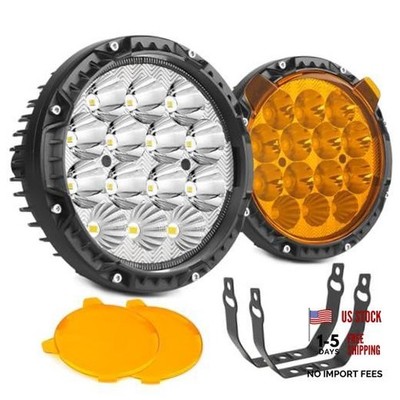 2PCS 5.6 Inch LED Driving Light Round 55W 5 Modes Dual Color Warning Offroad
