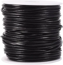 30 Yards Cowhide Genuine Leather Cord for Jewelry Making 2MM Black Round Real Le