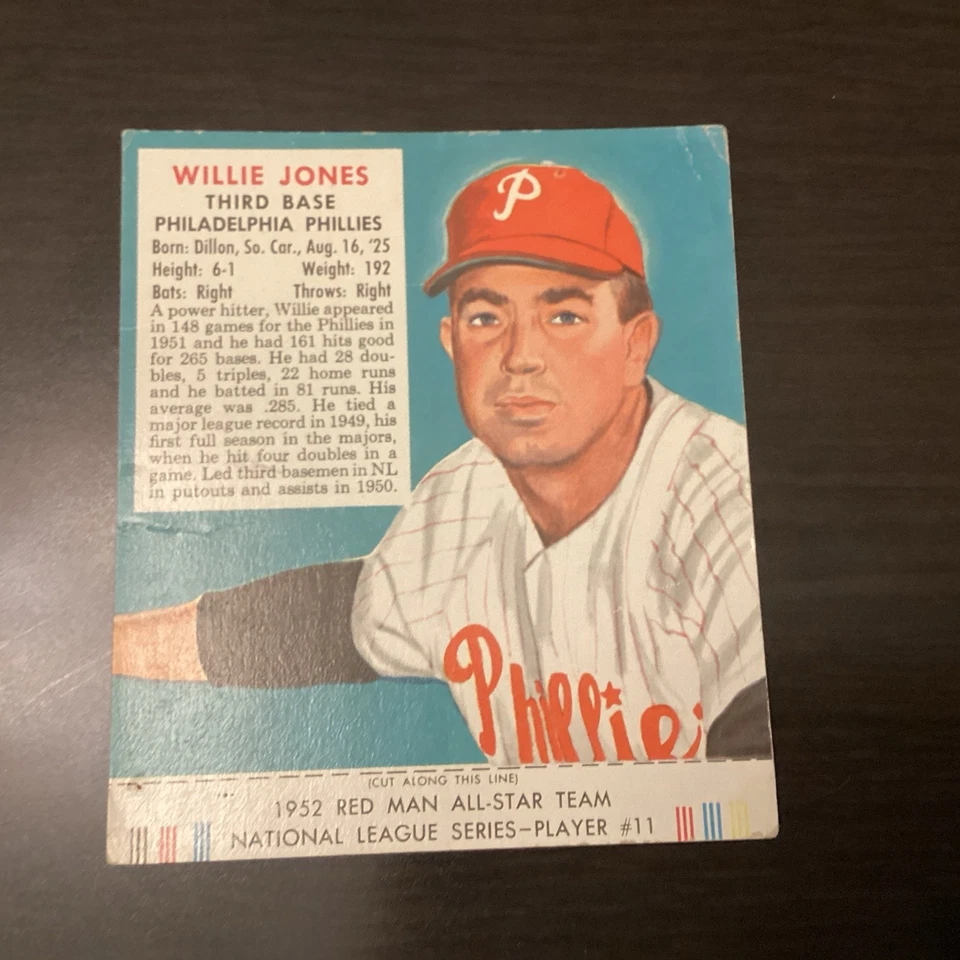 1952 Red Man #NL11 Willie Jones Phillies  - Image 3 of 3