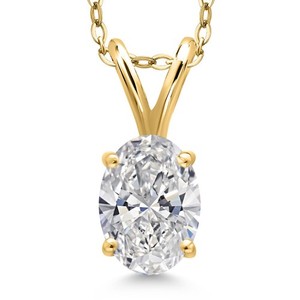 Authentic 7X5MM Oval Birthstone Pendant Necklace 18K Yellow Gold Plated Silver 18" Chain