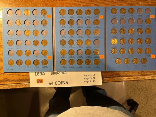 64 Coin 1909  - 1940 Lincoln Wheat Cent Album 09 12 13D 15 15D 16D 26D 31 #169A