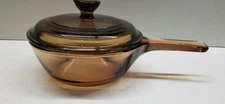Corning Ware Visions Amber .5 L Sauce Pan Small Pot With PYREX P81C Glass Lid