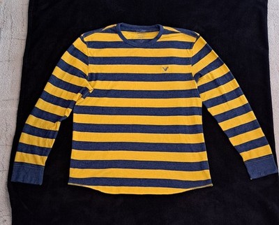 American Eagle Outfitters Herren Pullover Gelb/blau Gestreift, US XL,