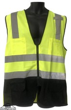 Hi Vis Yellow Safety Vest Class II 2" Stripe, Solid, Mesh 98-290BK-G - 10 Vests