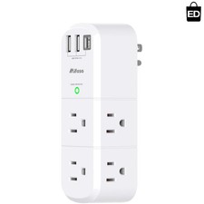 Versatile 9-in-1 Surge Protector with 6 AC Outlets 3 USB Ports, 1800 Joules