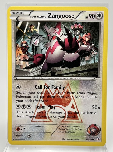 Team Magma's Zangoose 22/34 Pokémon Card Double Crisis 2015 LP