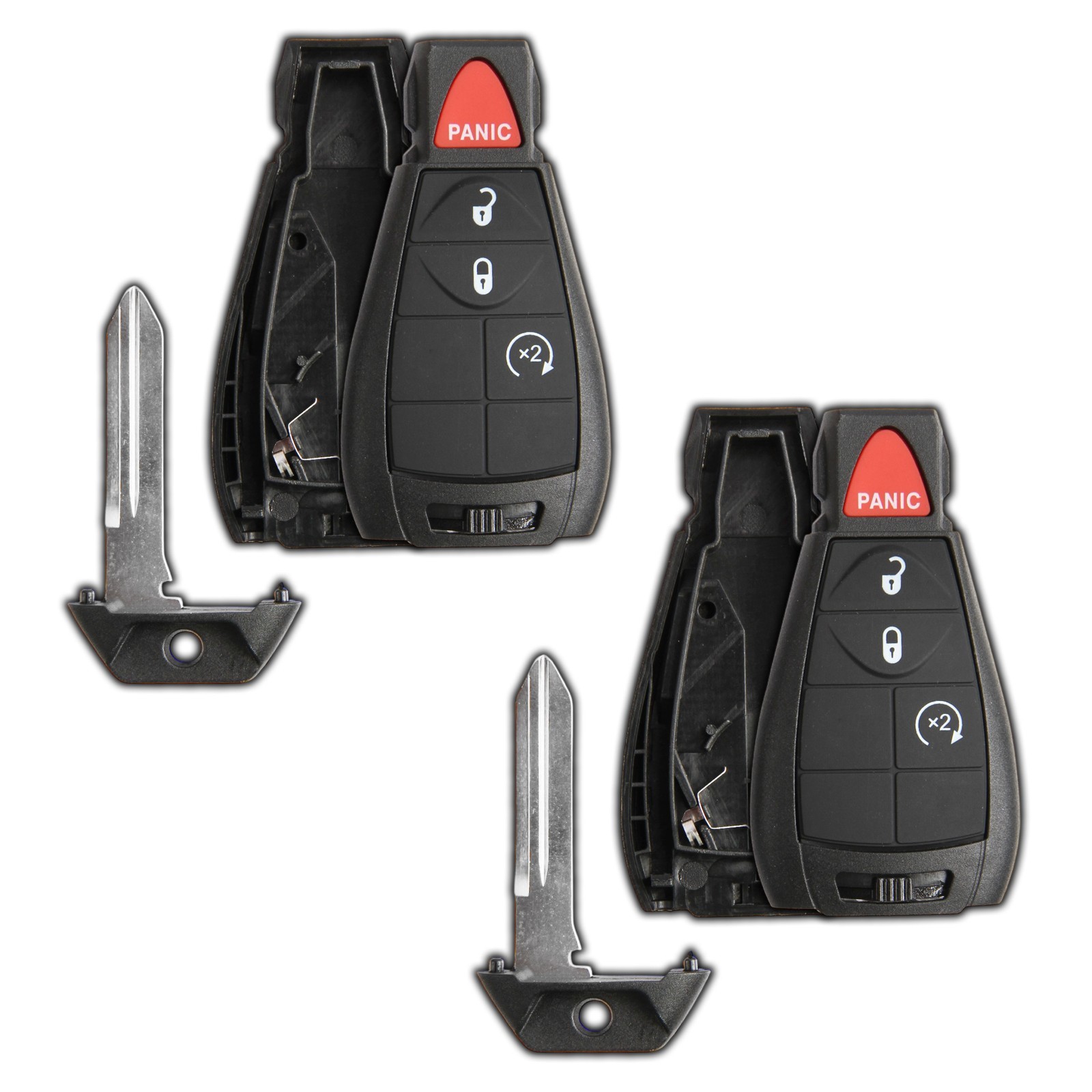 2 Key Fob Remote Start Shell Case Replacement for Jeep Dodge Chrysler IYZ-C01C