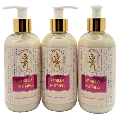NEW Bath & Body Works Lot 3 Bottles Aromatherapy Vanilla Nutmeg Lotion 8.4 oz
