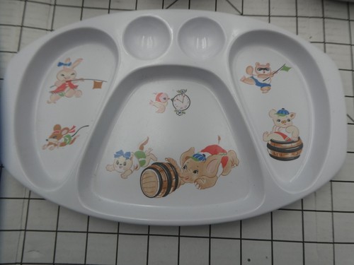 Vtg Noritake Melamine Ware Divided Child's Plate, Cup, Bowl, and Dish - Animals - Picture 4 of 7