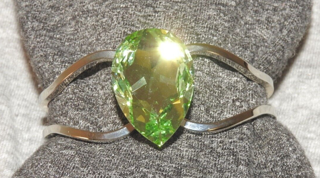 Statement Bangle Bracelet Large Spring Green Glas… - image 5