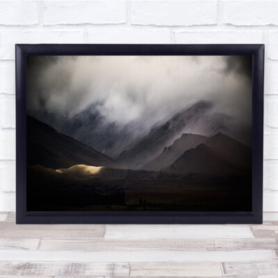 Landschaft Nacht kalte Berge Nebel Wolke Wandkunstdruck