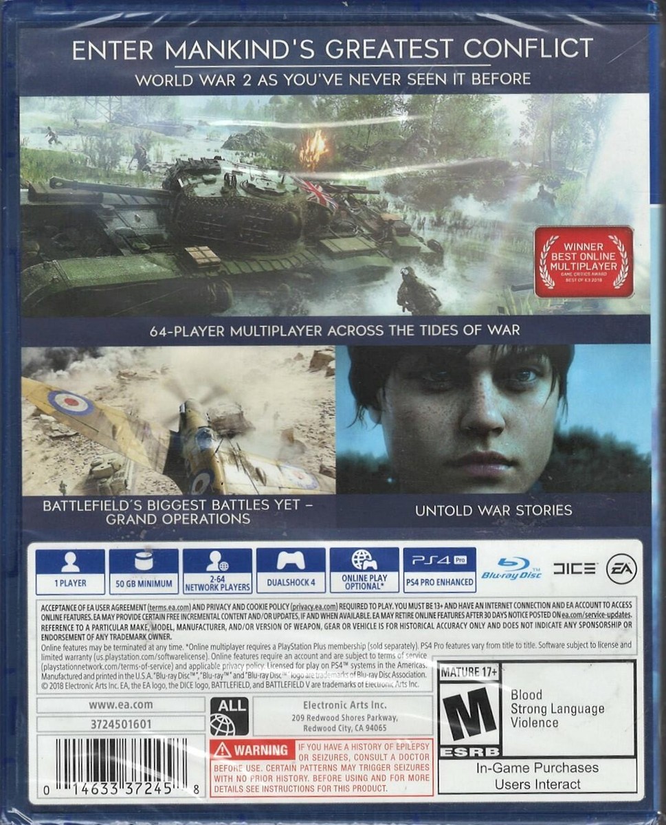 Battlefield V PS4 (Brand New Factory Sealed US Version