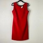 Brooks Brothers Red Tie Back Sheath Dress Stretch 10 Bonotto Italian Fabric