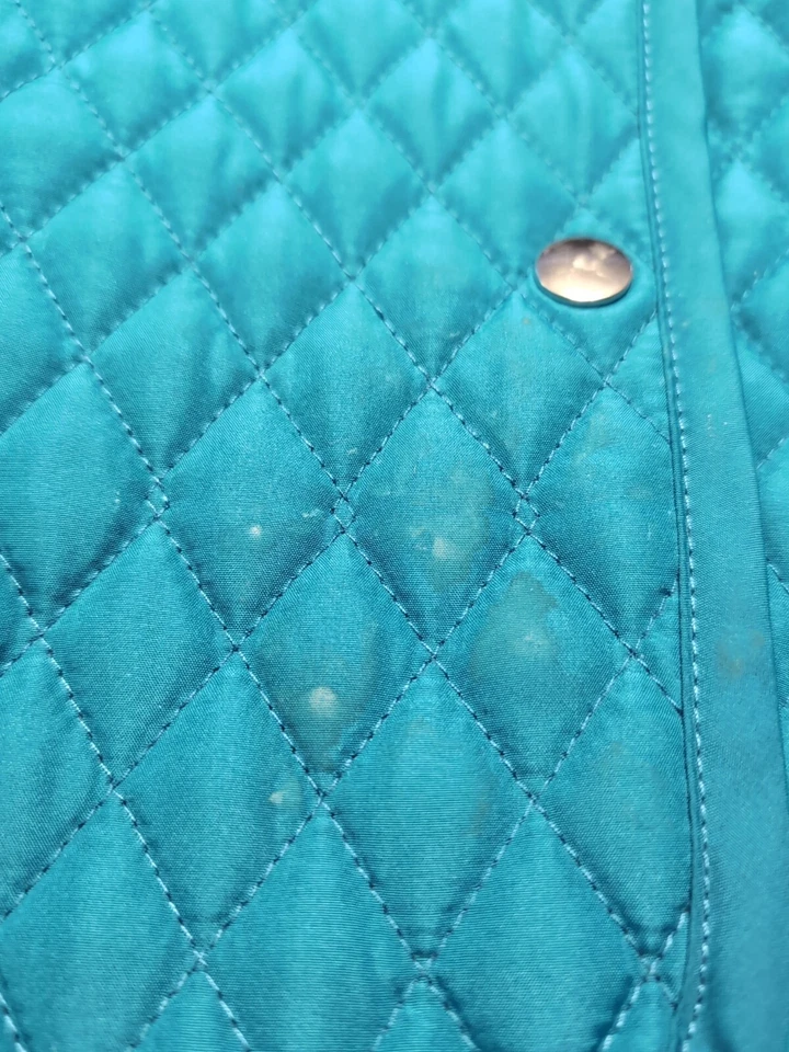 Chaqueta Briggs New York verde acolchada con botones a presión para mujer talla 14 forrada de cachemira Foto 4 de 4