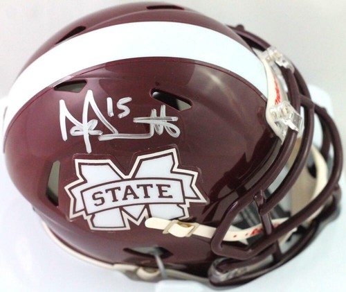 Dak Prescott Signed Mississippi State Speed Maroon Mask Mini Helmet- Beckett W