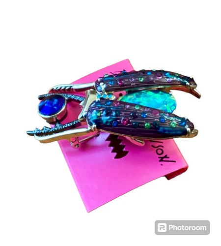 Betsy Johnson Beetle Opal Brooch Pin - Picture 5 of 8