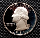 1987-S **Proof UNC Cameo** Washington Quarter