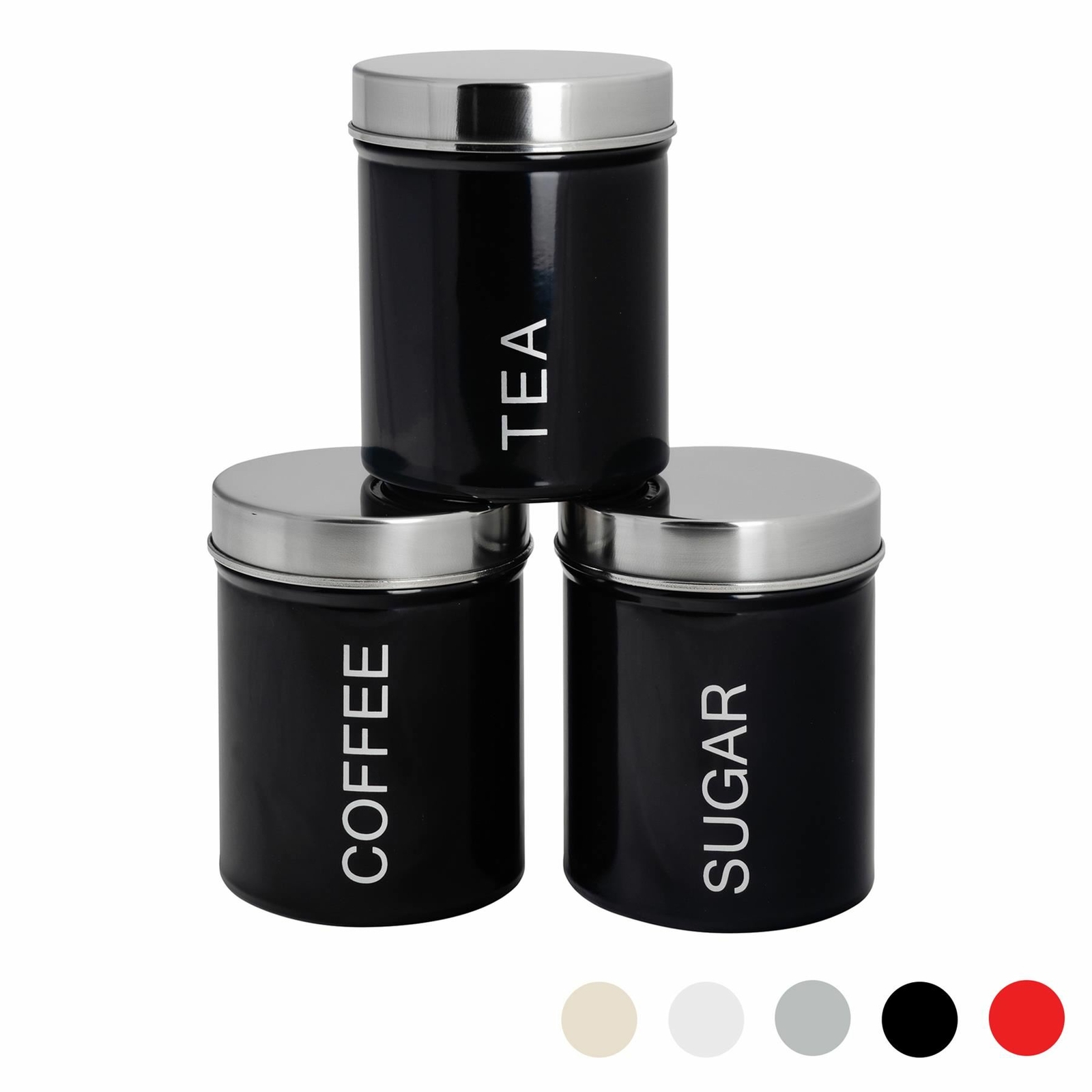 matte black tea coffee sugar canisters