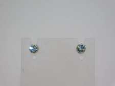 B686-VINTAGE PIERCED EARRINGS 1/8" WIDE STUD CLEAR STONE/PRONG SET
