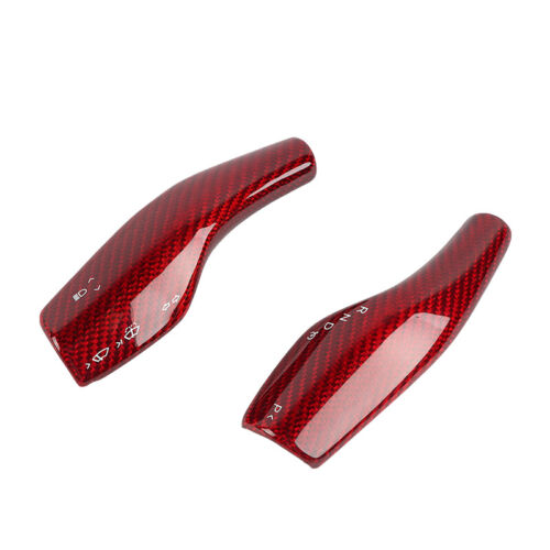 Real Carbon Fiber Red Steering Wheel Paddle Shift Trim Cover For Tesla Model 3-Y - Picture 6 of 9