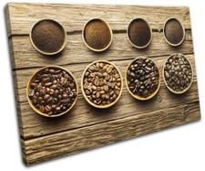 Cafe Coffee Beans Wood Food Kitchen SINGLE CANVAS WALL ART Picture Print