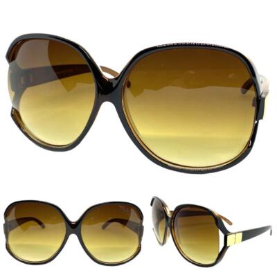 OVERSIZE EXAGGERATED VINTAGE RETRO Style SUNGLASSES Huge Jumbo Large Brown Frame