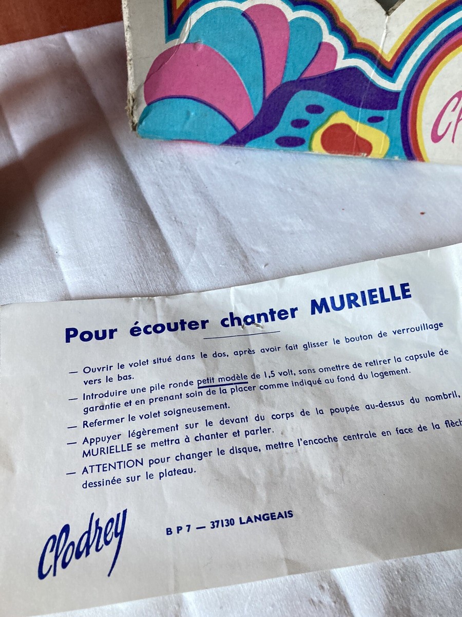 Poupée Clodrey Murielle – 42 Cm – Parle Et Chante (HS) – Vintage Boîte D’origine