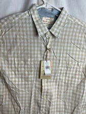 Weatherproof Vintage 11590 Men Button Up Tan Check Shirt Pocket Gingham L/S NEW