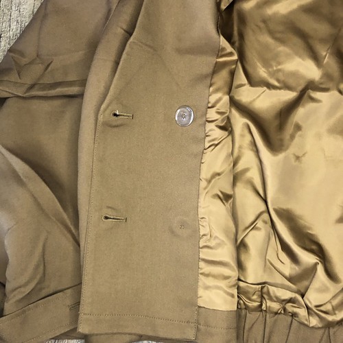Women’s Cropped Double Breasted Long Sleeve with Pockets Trench Coat Brown L - Picture 7 of 7