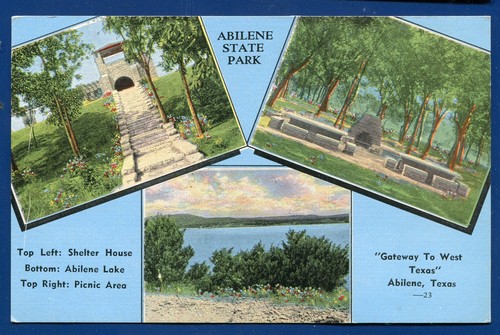 Abilene State Park Texas tx 3 views linen postcard