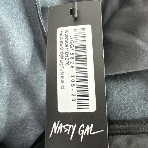Nasty Gal Faux Leather Straight Leg Pants Size 8 Black High Rise Part Edgy NWT - Picture 9 of 12