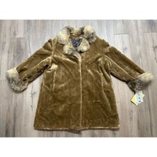 Dennis Brasso Faux Fur Coat Womens 2XL Winter Lined Thick Heavy Hippie 90s NEW