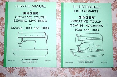 2-Book Library of Service Manuals for Singer Sewing Machines Class 1030 and 1036
