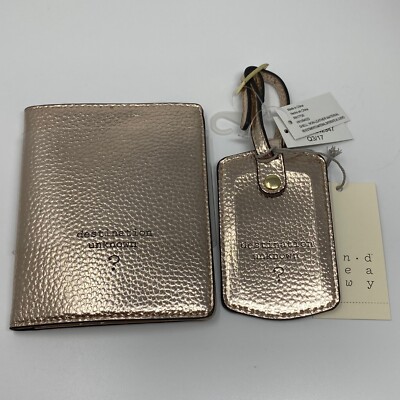 A New Day Faux Leather Passport Cover and Luggage Tag Rose Gold Dest. Unknown