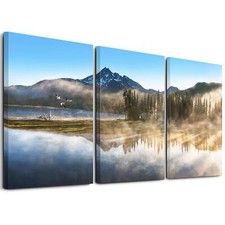 Mountain Canvas Wall Art For Living Room Paintings 12 X 16 Wall Art Forest 3pc