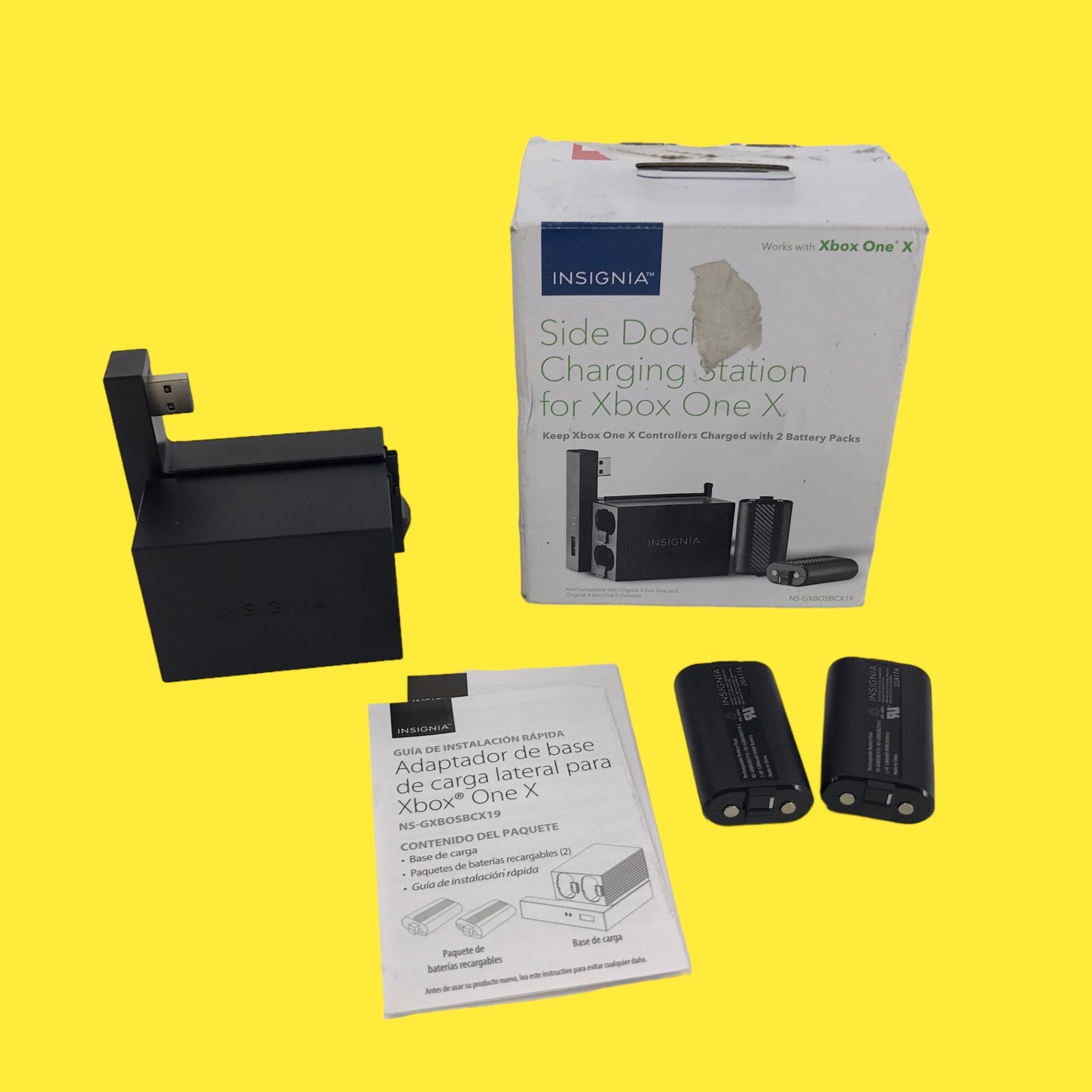 Insignia Xbox One X Side Docking Battery Charging Dock Charger 3965