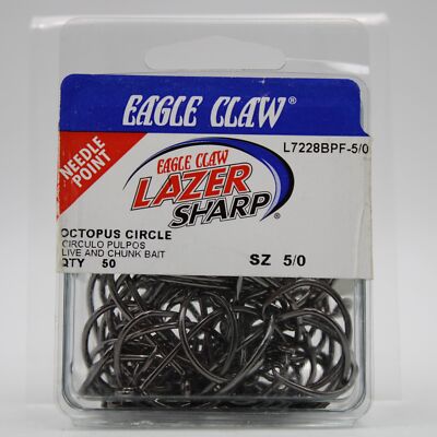 Eagle Claw Lazer Sharp L7228BPF Octopus Circle Fishing Hook Size 5/0